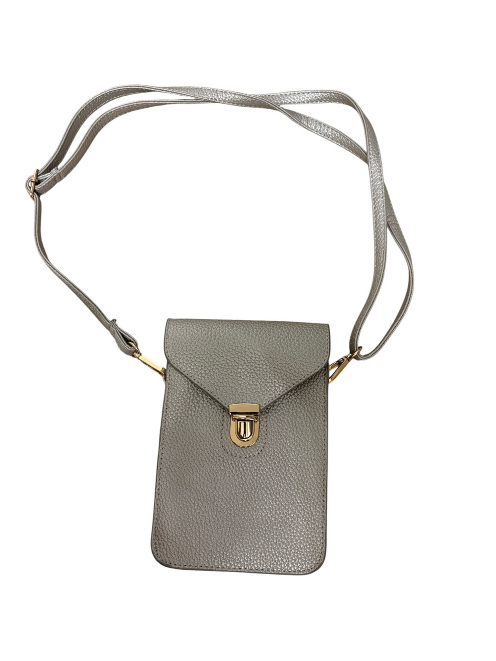 Fabriano Italia Taupe Gray Genuine Leather Crossbody Bag 🌸